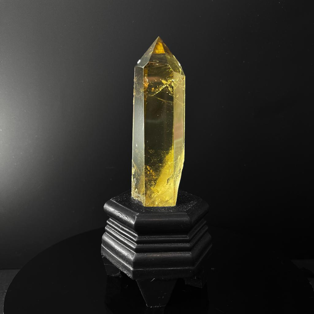 財富能量黃水晶柱 純淨高等級 雙尖黃水晶柱 稀有品相帶原礦皮 citrin-細節圖6