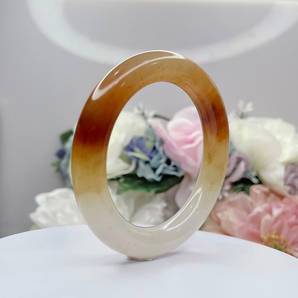 NO.166三彩幻彩草莓醬圓鐲 內徑 60 MM 圈口 幻彩佘太翠玉鐲 手環👋尺寸:內徑60*寬12.3*厚12.2MM-細節圖5