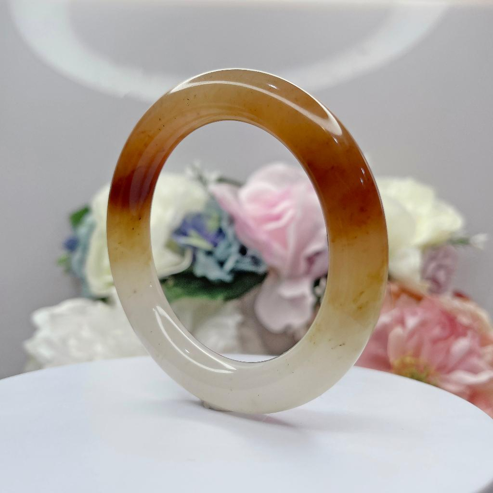 NO.166三彩幻彩草莓醬圓鐲 內徑 60 MM 圈口 幻彩佘太翠玉鐲 手環👋尺寸:內徑60*寬12.3*厚12.2MM-細節圖6
