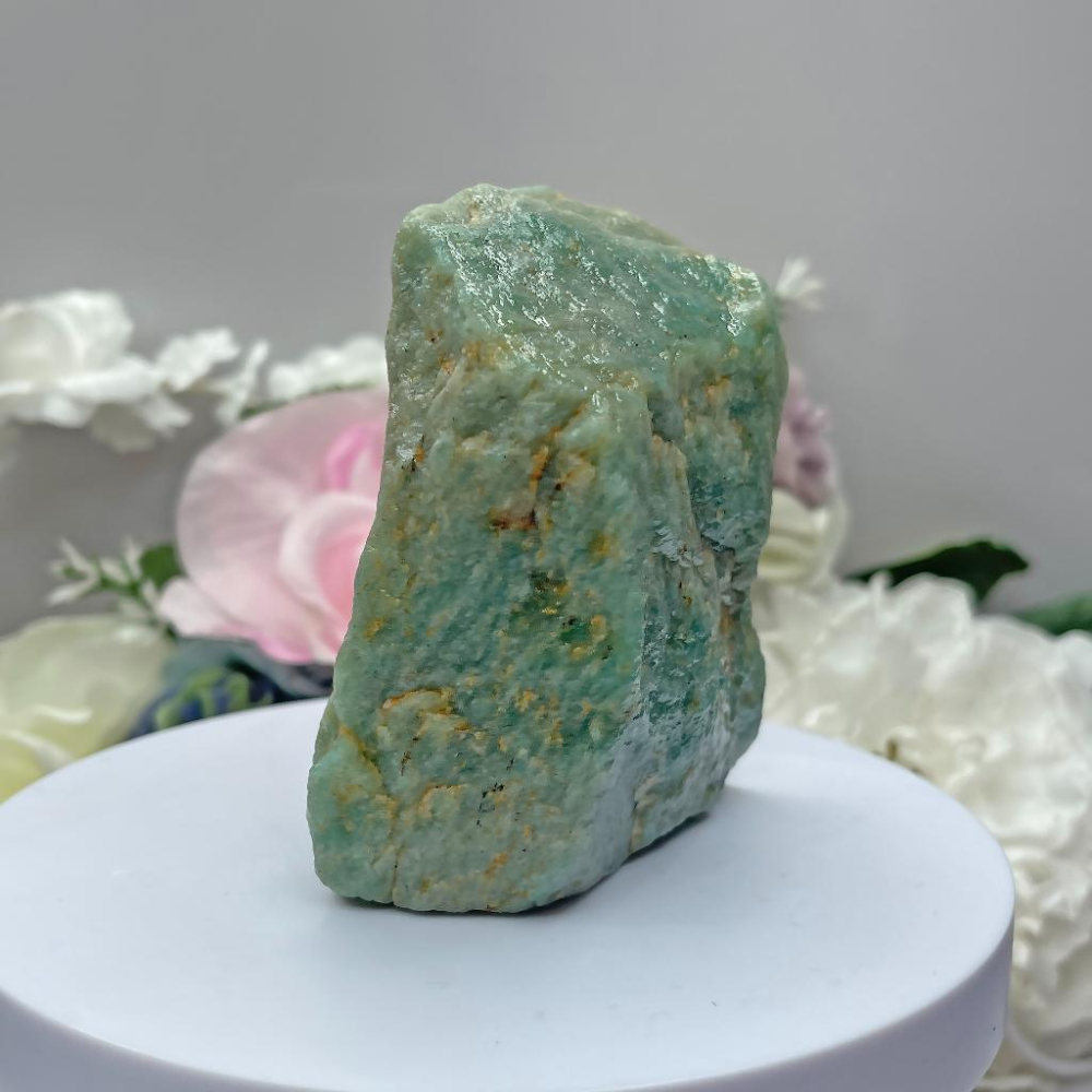 OLINA DESIGN純天然天河石四方能量原礦石 亞馬遜石 原石塊 原礦90*70*48mm-細節圖4