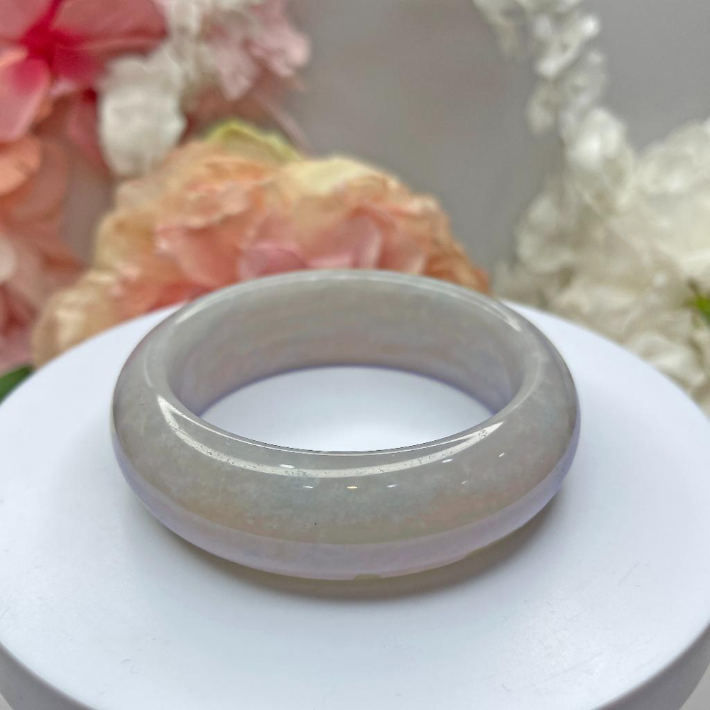 NO.123稀有唯美藍冰雪花佘太翠 內徑58 MM 圈口 佘太玉 手環 手鐲 尺寸:內徑58.8*寬21.3*厚11MM-細節圖2