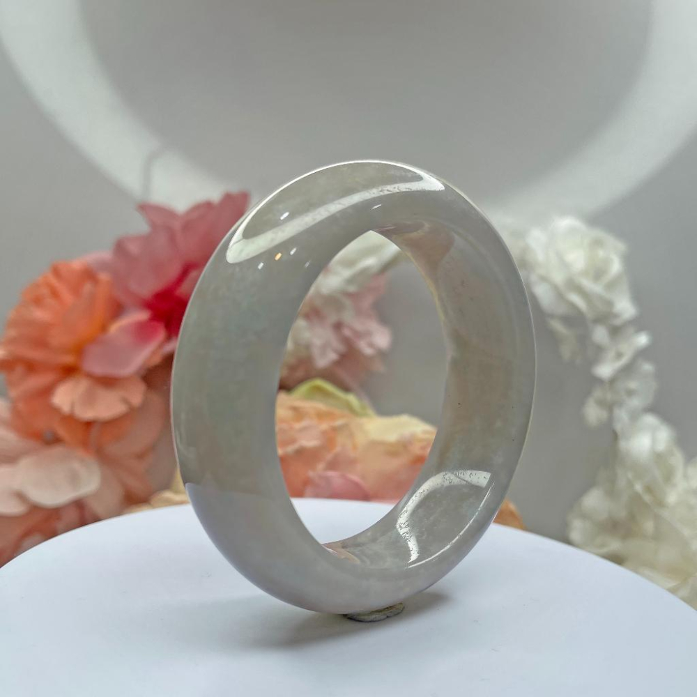 NO.123稀有唯美藍冰雪花佘太翠 內徑58 MM 圈口 佘太玉 手環 手鐲 尺寸:內徑58.8*寬21.3*厚11MM-細節圖5