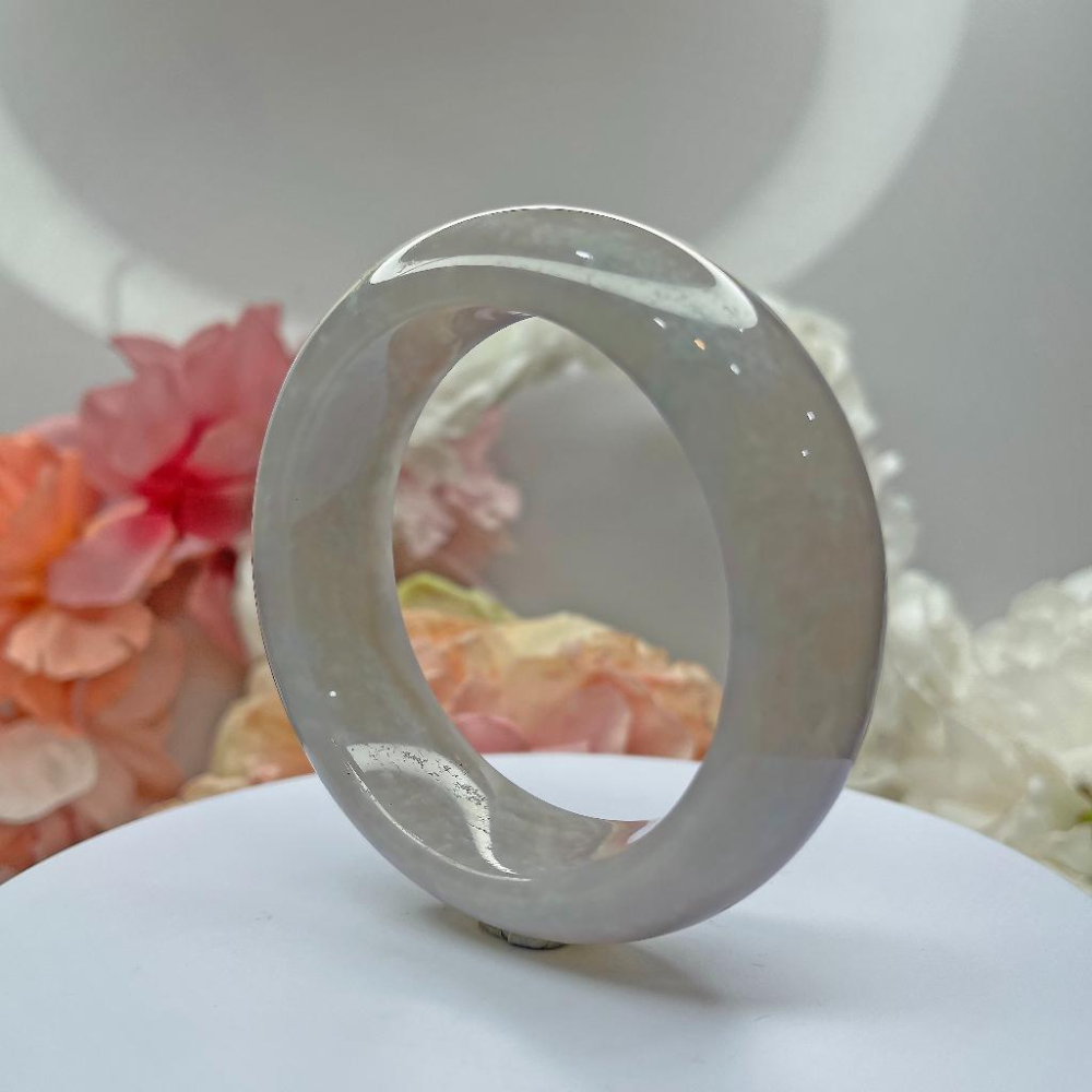 NO.123稀有唯美藍冰雪花佘太翠 內徑58 MM 圈口 佘太玉 手環 手鐲 尺寸:內徑58.8*寬21.3*厚11MM-細節圖6