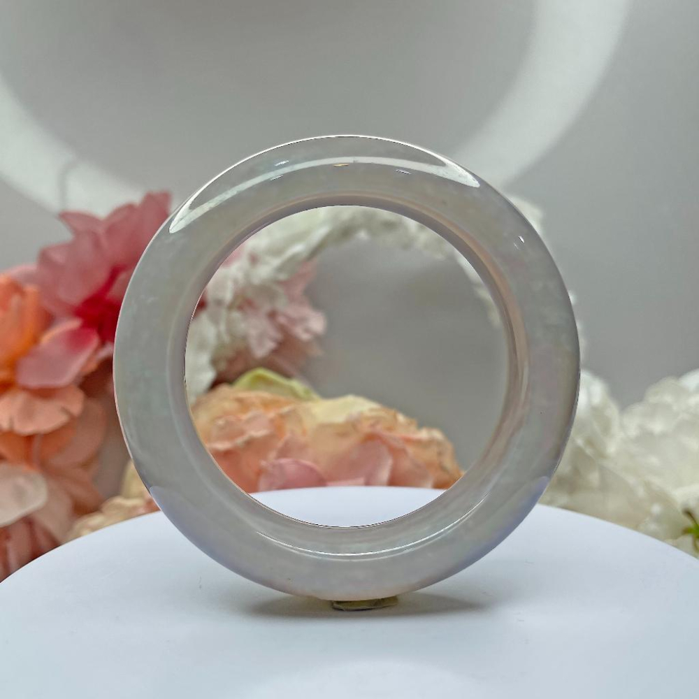 NO.123稀有唯美藍冰雪花佘太翠 內徑58 MM 圈口 佘太玉 手環 手鐲 尺寸:內徑58.8*寬21.3*厚11MM-細節圖7