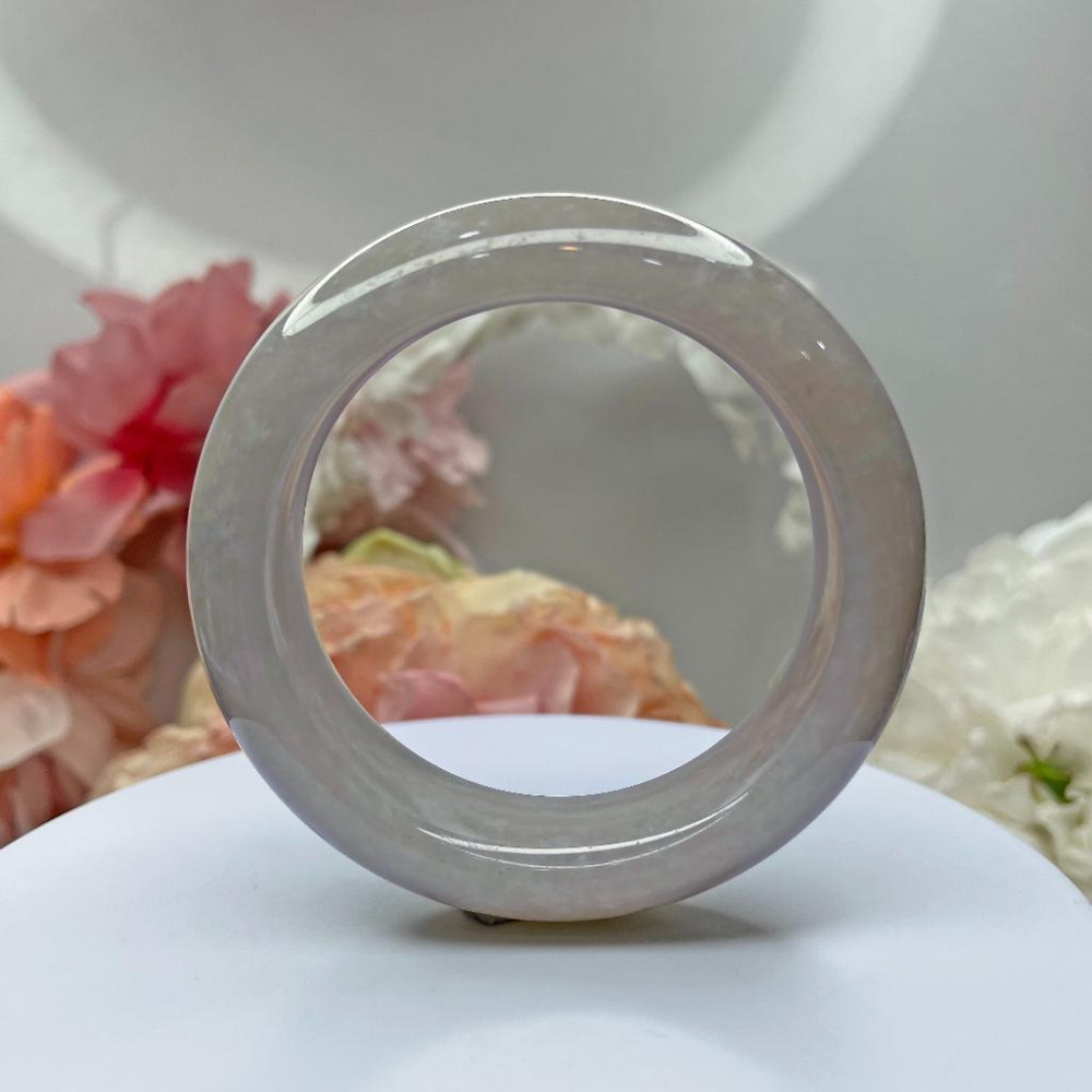 NO.123稀有唯美藍冰雪花佘太翠 內徑58 MM 圈口 佘太玉 手環 手鐲 尺寸:內徑58.8*寬21.3*厚11MM-細節圖8