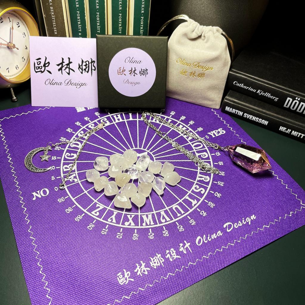 NO.5稀有絕美藍月光石靈擺項鍊 靈錐占卜 吊墜 藍色月亮石增進睡眠品質平衡內分泌moonstone-細節圖6