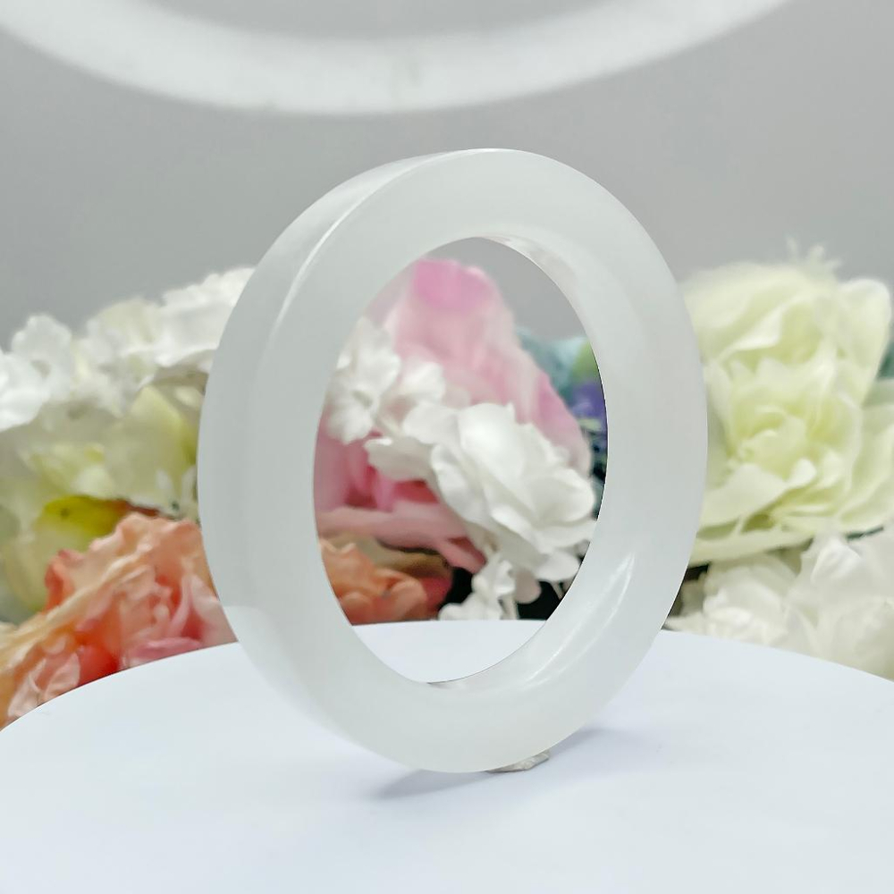 NO.174超凡脫俗月光白 白玉方鐲 內徑 56 MM 圈口 佘太翠玉鐲 手鐲 手環(邊角微粗) 尺寸:內徑56.3*寬-細節圖6