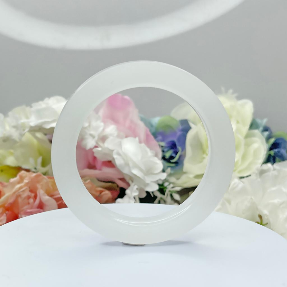 NO.174超凡脫俗月光白 白玉方鐲 內徑 56 MM 圈口 佘太翠玉鐲 手鐲 手環(邊角微粗) 尺寸:內徑56.3*寬-細節圖8