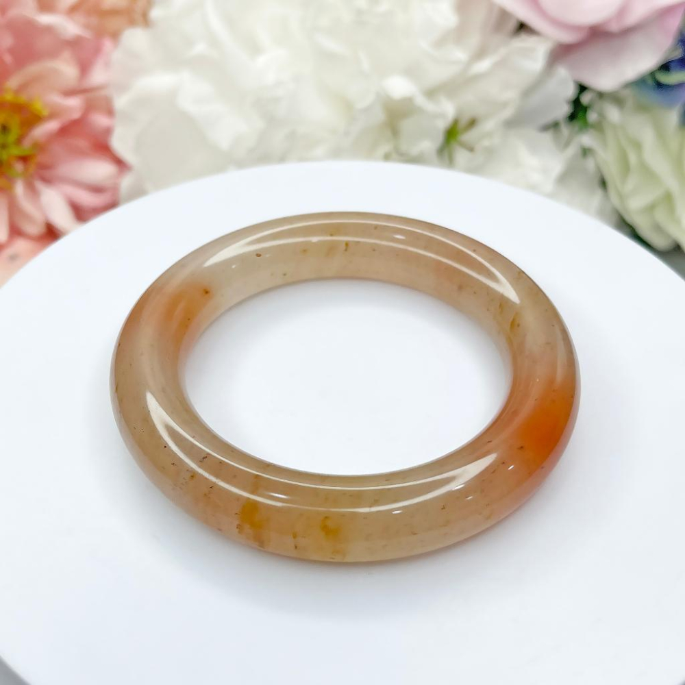 NO.176稀有冰釀蜜桃圓鐲 內徑 52 MM 圈口 幻彩佘太翠玉鐲 手環(帶皮摳) 👋尺寸:內徑52.5*寬12.3*-細節圖3