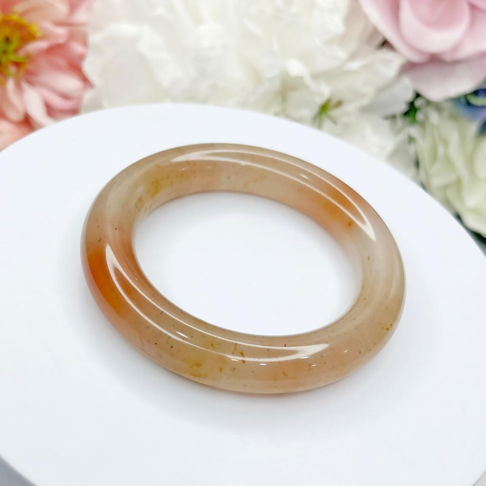 NO.176稀有冰釀蜜桃圓鐲 內徑 52 MM 圈口 幻彩佘太翠玉鐲 手環(帶皮摳) 👋尺寸:內徑52.5*寬12.3*-細節圖4