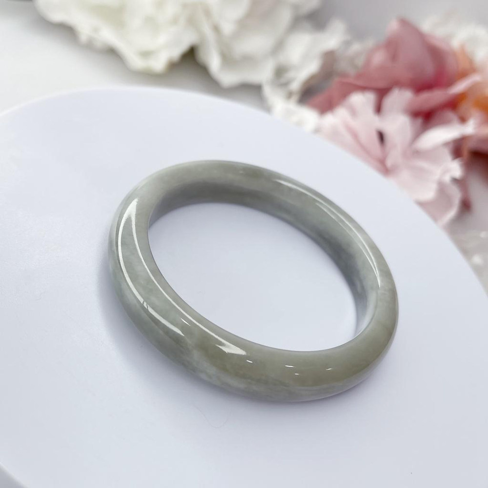 NO.4稀有煙灰 和田玉 飄雲彩 煙紫 50+圈口  玉手鐲 玉手環 和田 尺寸:內徑50.9*寬11*厚7.4MM-細節圖3