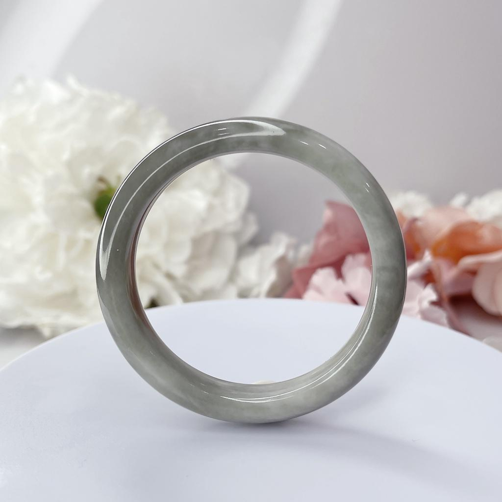 NO.4稀有煙灰 和田玉 飄雲彩 煙紫 50+圈口  玉手鐲 玉手環 和田 尺寸:內徑50.9*寬11*厚7.4MM-細節圖6