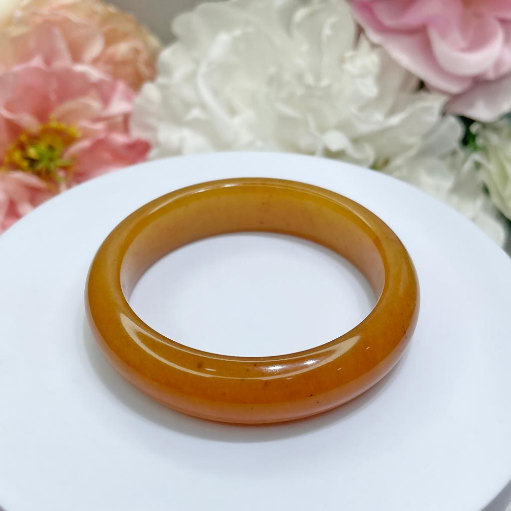 NO.186稀有高品質冰潤黃龍玉手鐲微灑金 平安鐲 內徑57MM圈口 玉鐲 手環 手鐲 尺寸:內徑57.8*寬15.3*-細節圖3