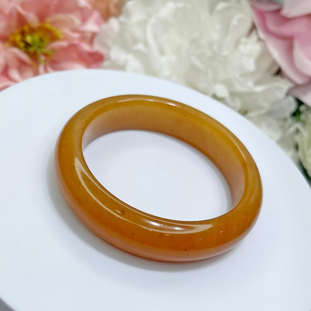 NO.186稀有高品質冰潤黃龍玉手鐲微灑金 平安鐲 內徑57MM圈口 玉鐲 手環 手鐲 尺寸:內徑57.8*寬15.3*-細節圖4