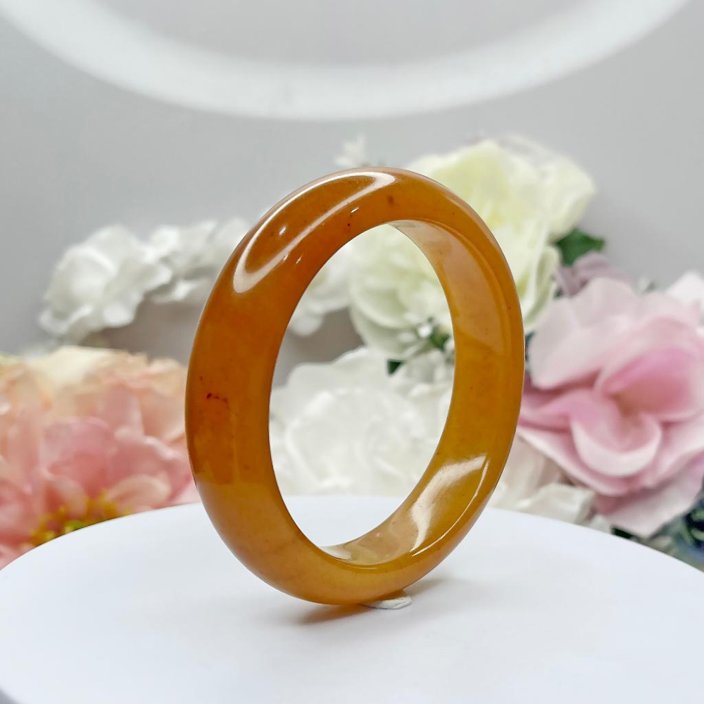 NO.186稀有高品質冰潤黃龍玉手鐲微灑金 平安鐲 內徑57MM圈口 玉鐲 手環 手鐲 尺寸:內徑57.8*寬15.3*-細節圖5