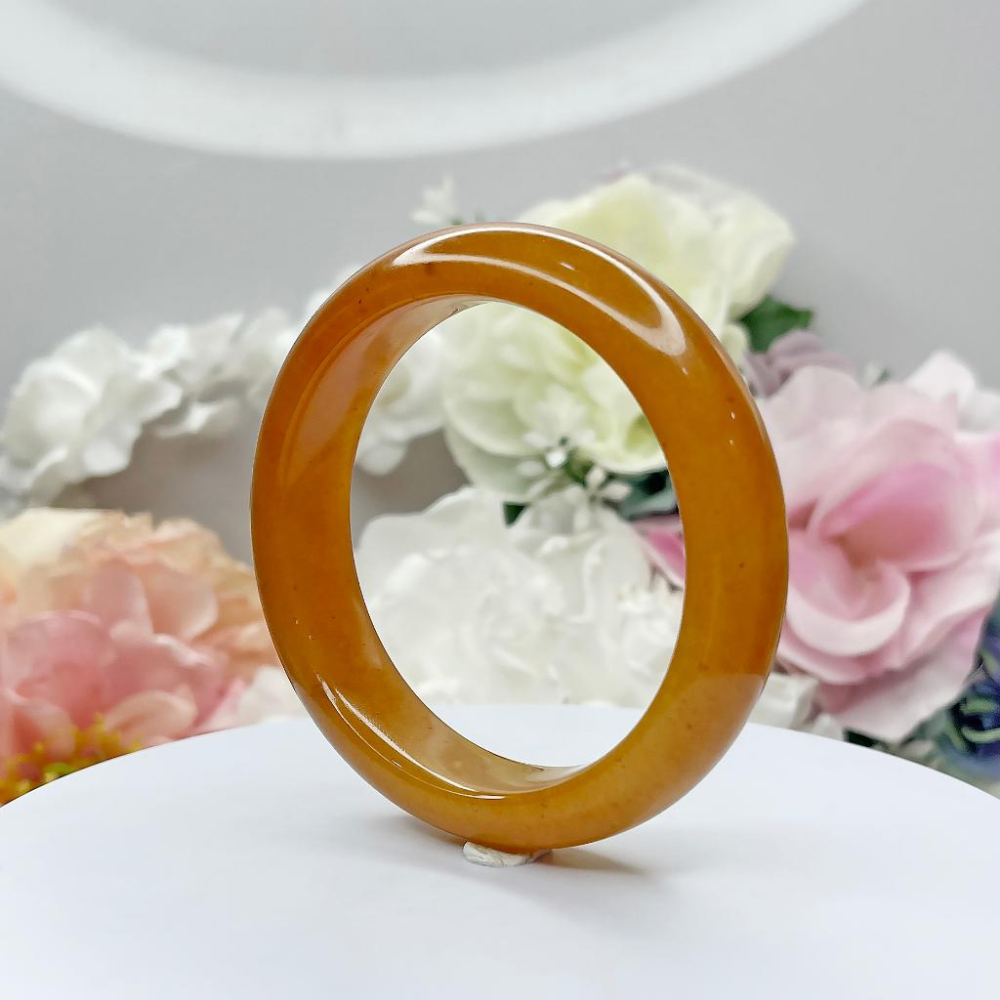 NO.186稀有高品質冰潤黃龍玉手鐲微灑金 平安鐲 內徑57MM圈口 玉鐲 手環 手鐲 尺寸:內徑57.8*寬15.3*-細節圖6