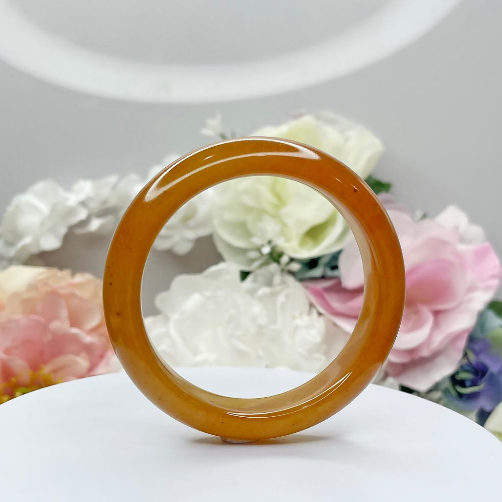 NO.186稀有高品質冰潤黃龍玉手鐲微灑金 平安鐲 內徑57MM圈口 玉鐲 手環 手鐲 尺寸:內徑57.8*寬15.3*-細節圖8