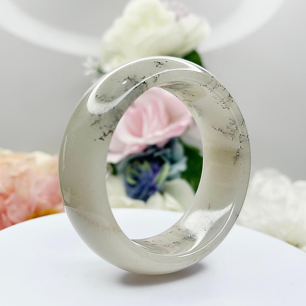 NO.54意境美草花手鐲 帶金沙 56+圈口 草花鐲 佘太翠 手環 手鐲  尺寸:內徑56.5*寬23.9*厚9.1MM-細節圖5