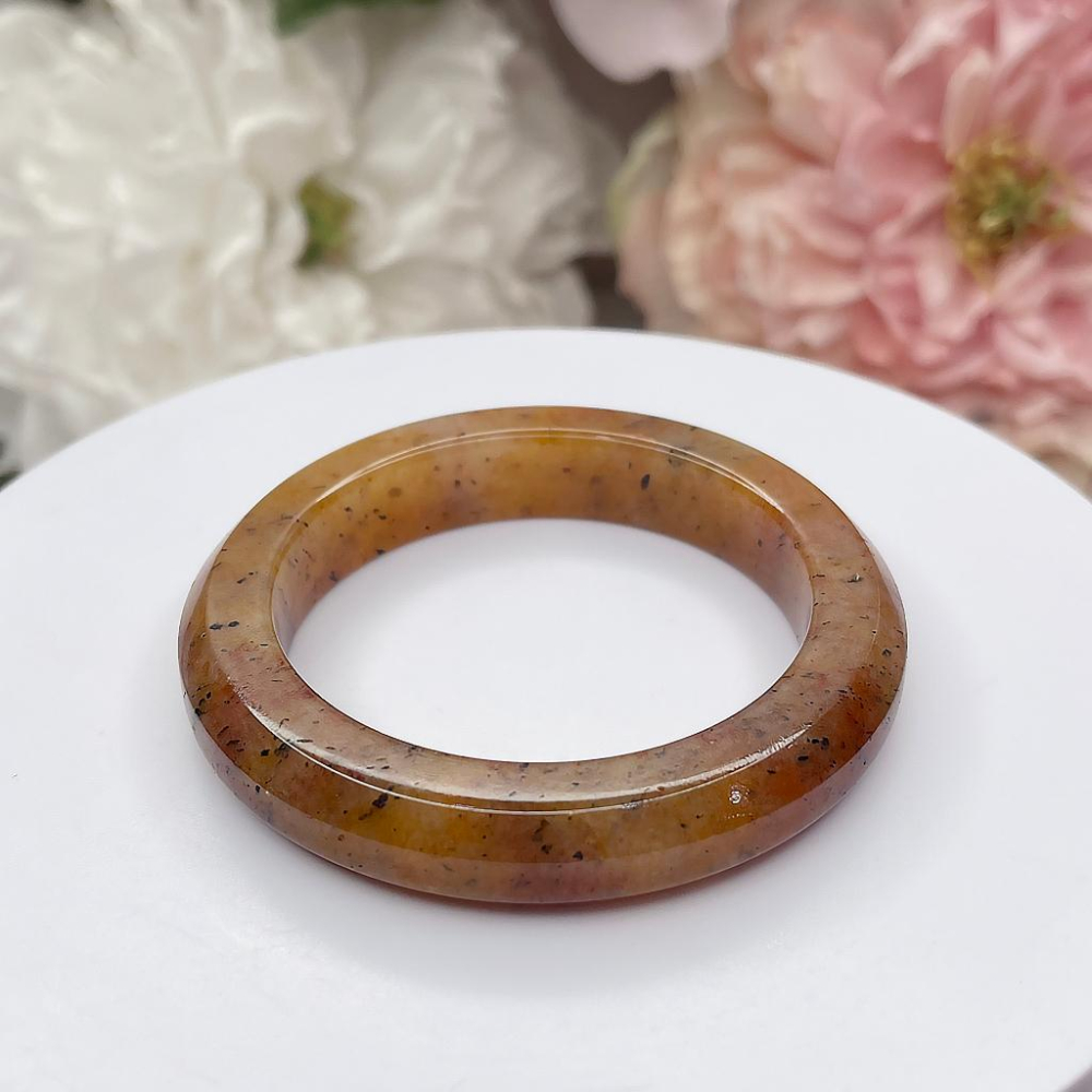 NO.161老料踏雪尋梅六方鐲 內徑52MM 圈口 佘太翠玉鐲 特色手鐲 尺寸:內徑52.3*寬11.7*厚10MM(帶-細節圖2