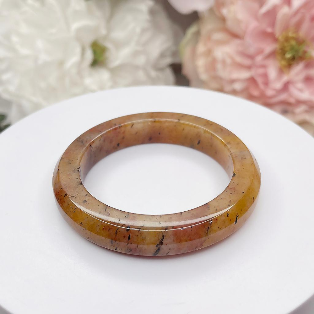 NO.161老料踏雪尋梅六方鐲 內徑52MM 圈口 佘太翠玉鐲 特色手鐲 尺寸:內徑52.3*寬11.7*厚10MM(帶-細節圖3