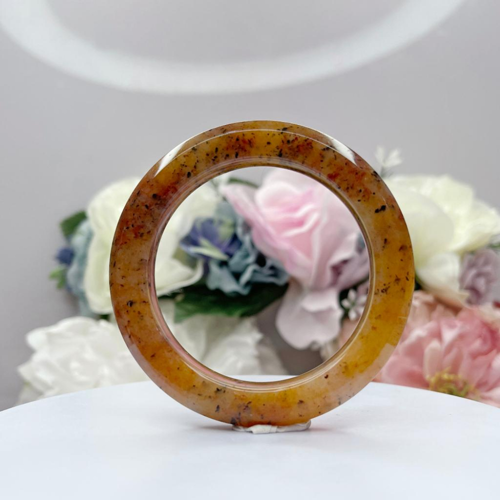 NO.161老料踏雪尋梅六方鐲 內徑52MM 圈口 佘太翠玉鐲 特色手鐲 尺寸:內徑52.3*寬11.7*厚10MM(帶-細節圖8