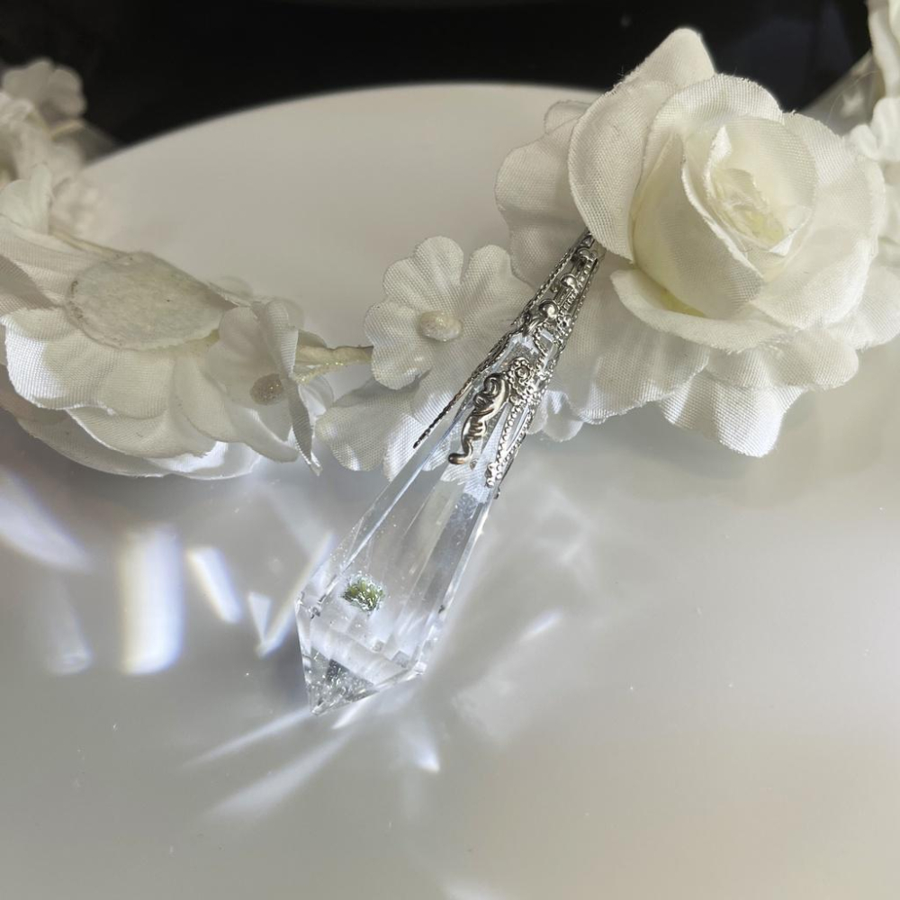 歐林娜設計 稀有獨特綠碧璽白水晶項鍊 靈錐款 靈擺 碧璽水晶 吊墜 項鏈 水晶靈擺第一專業品牌-細節圖2