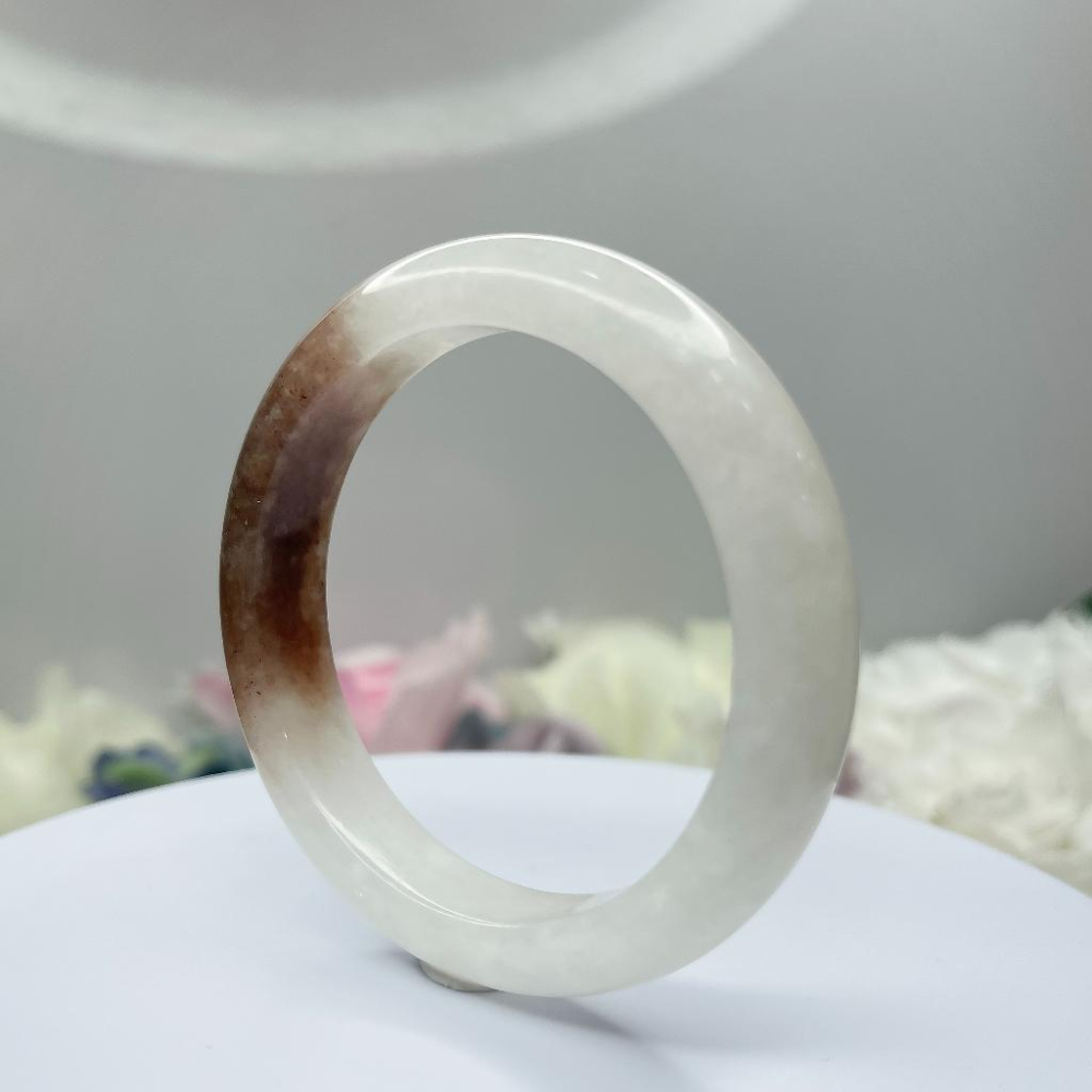 NO.100 稀有俏色金絲玉可可拿鐵內徑 56 MM 圈口 新疆料 手鐲 尺寸:內徑53.6*寬11.7*厚8.2MM-細節圖6