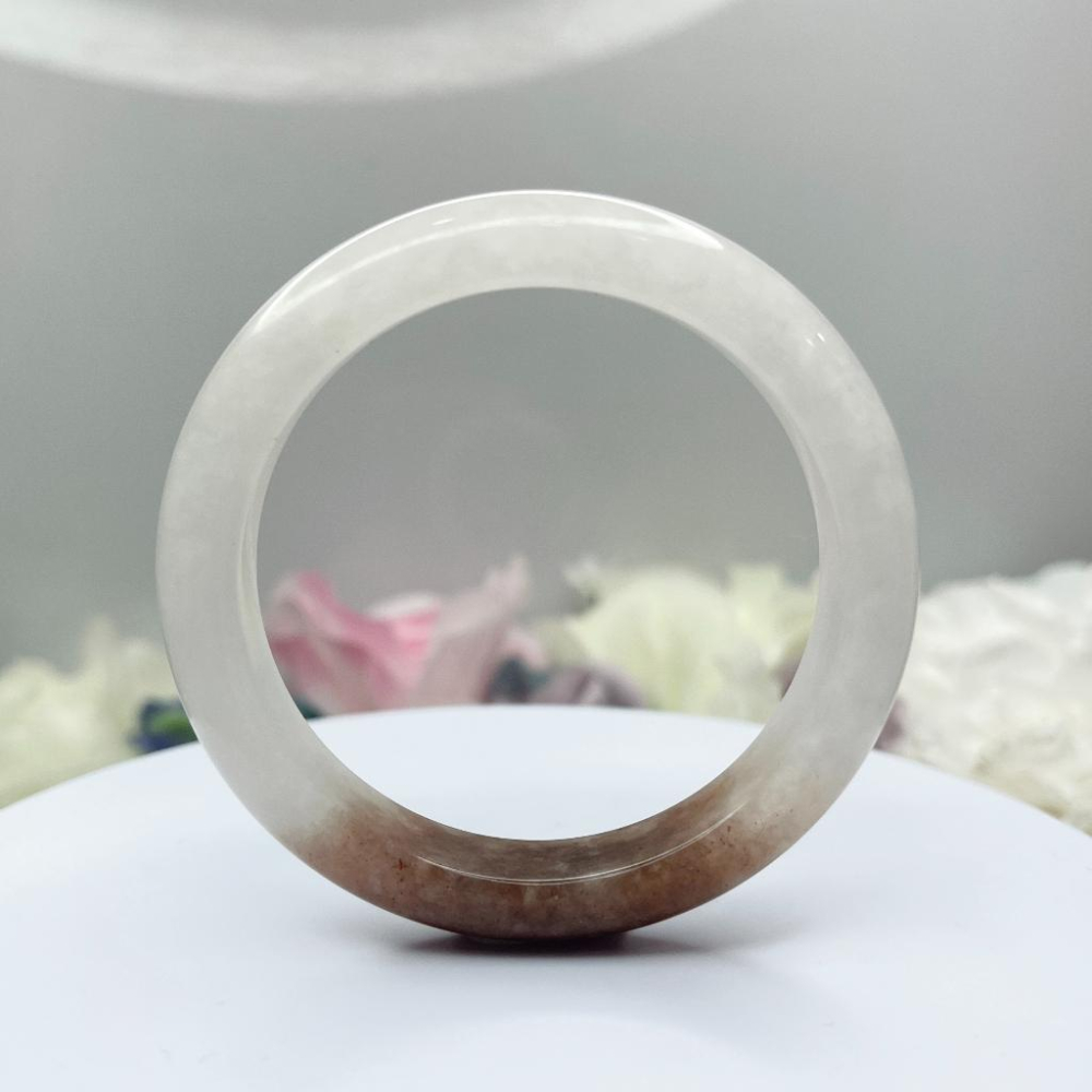 NO.100 稀有俏色金絲玉可可拿鐵內徑 56 MM 圈口 新疆料 手鐲 尺寸:內徑53.6*寬11.7*厚8.2MM-細節圖7