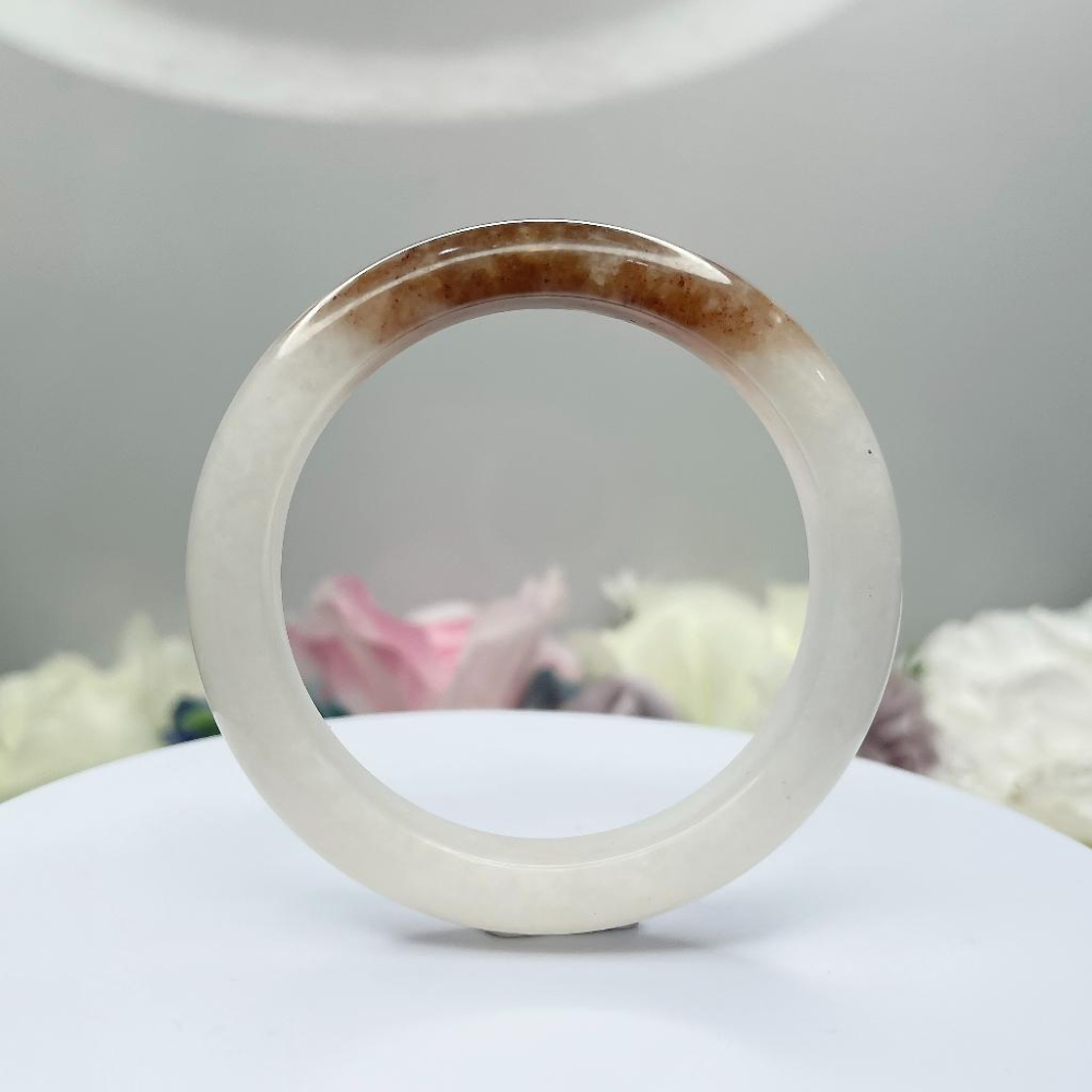 NO.100 稀有俏色金絲玉可可拿鐵內徑 56 MM 圈口 新疆料 手鐲 尺寸:內徑53.6*寬11.7*厚8.2MM-細節圖8