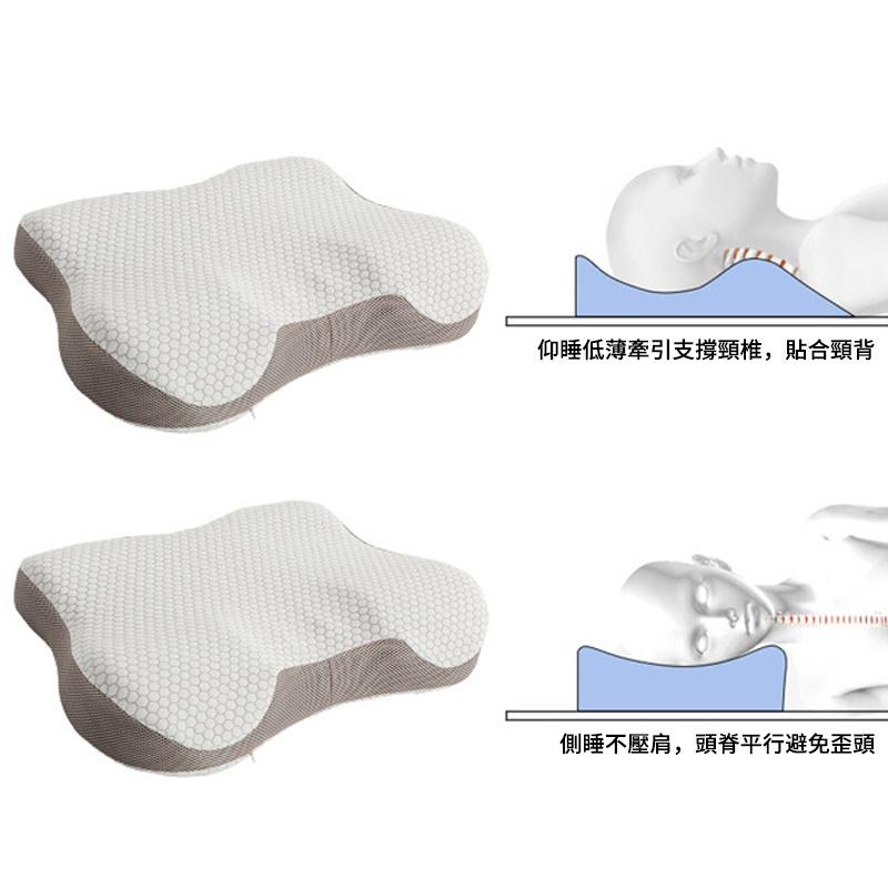 恒衛 冰絲 石墨烯 蝶型護頸枕 4D記憶枕 頸椎枕頭 慢回彈 人體工學 頸椎支撐 助眠枕 止鼾枕 蝴蝶枕 保健 枕頭-細節圖6
