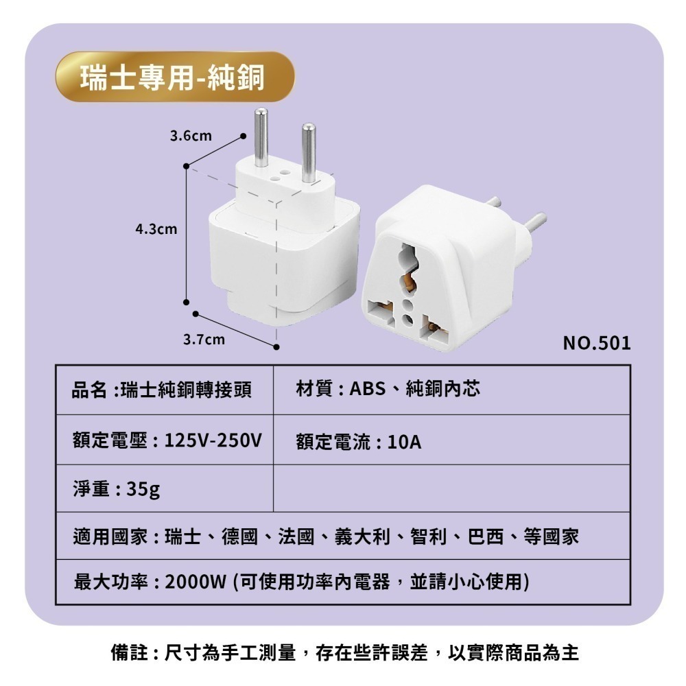 歐規轉換插頭 小圓棒4.0mm轉接頭 扁腳轉圓腳 501 *產品無電壓轉換功能*-細節圖9