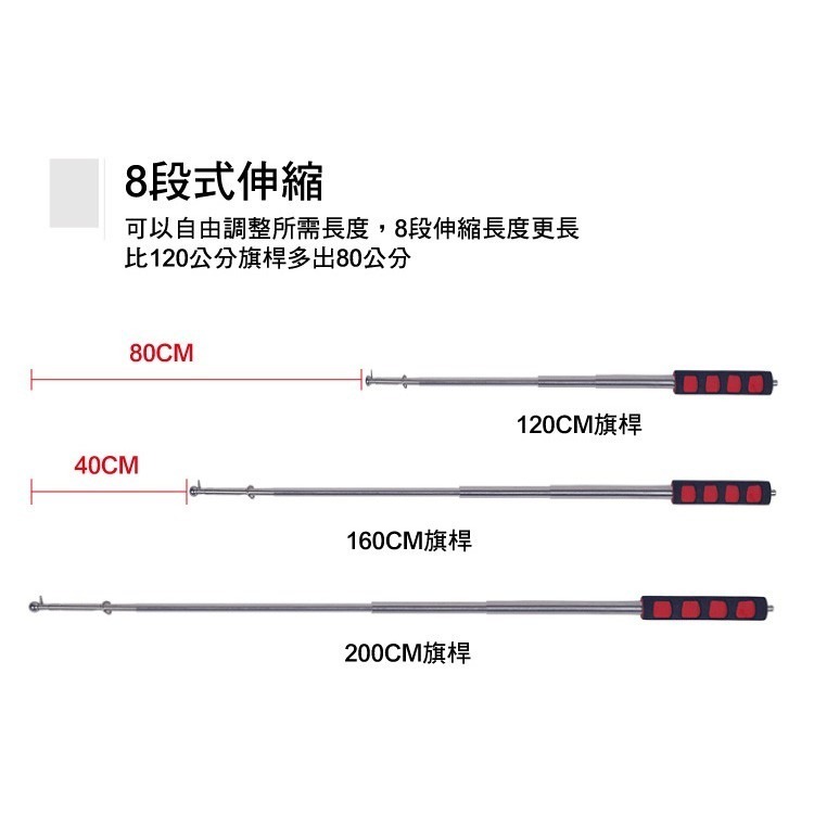 不銹鋼伸縮旗桿 旗杆1.2/1.6/2.0公尺 導遊旗桿 旅遊旗桿 領隊旗桿 現貨631-細節圖4