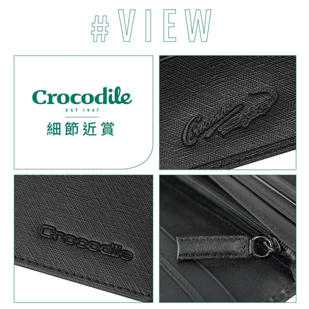 【Crocodile鱷魚】Wien系列 17卡 拉鍊長夾 義大利牛皮 藍色 0103-10401-09 彩色世界-細節圖6