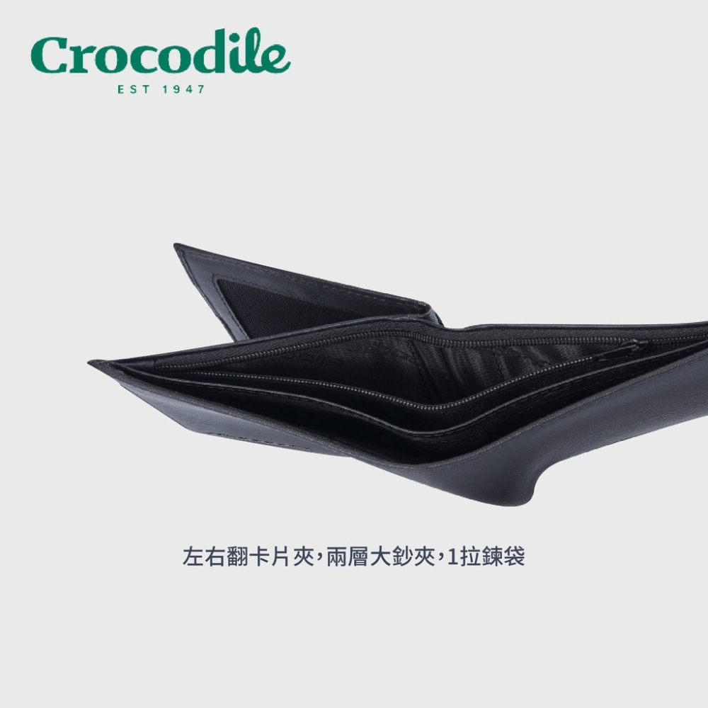 【Crocodile鱷魚】Wien系列拉鍊中翻短夾 義大利牛皮 藍色 0103-10402-09 彩色世界-細節圖6