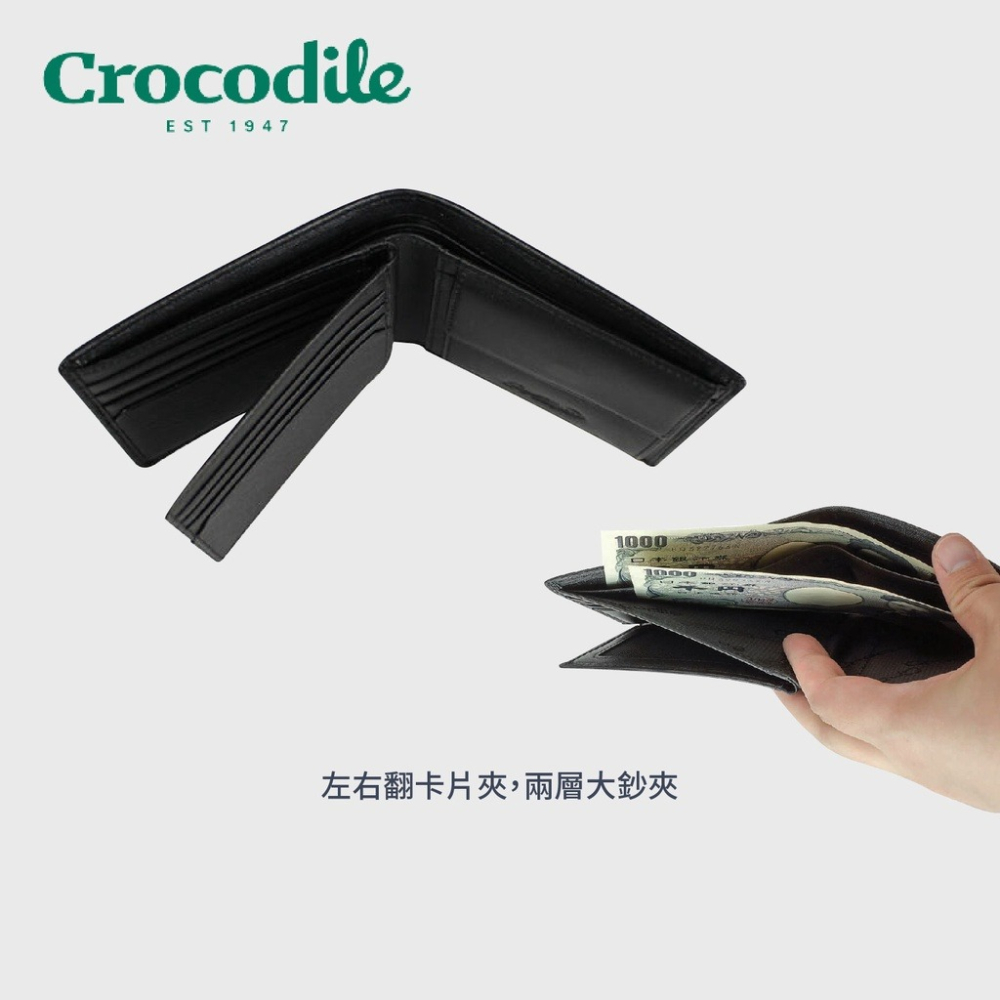 【Crocodile鱷魚】Wien系列零錢袋短夾 義大利牛皮 黑色 0103-10403-01 彩色世界-細節圖6