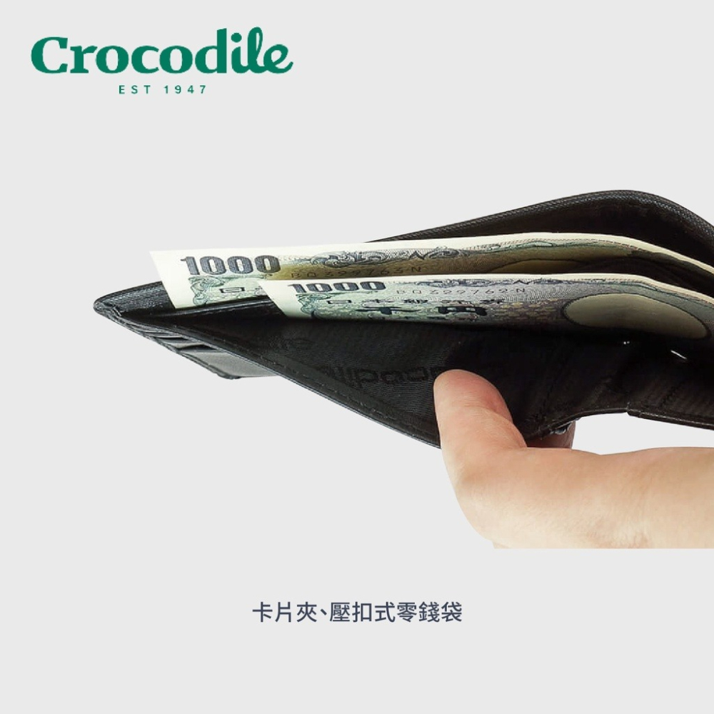 【Crocodile鱷魚】Wien系列 8卡 雙鈔票 素面短夾 義大利牛皮 黑色 0103-10404-01 彩色世界-細節圖6