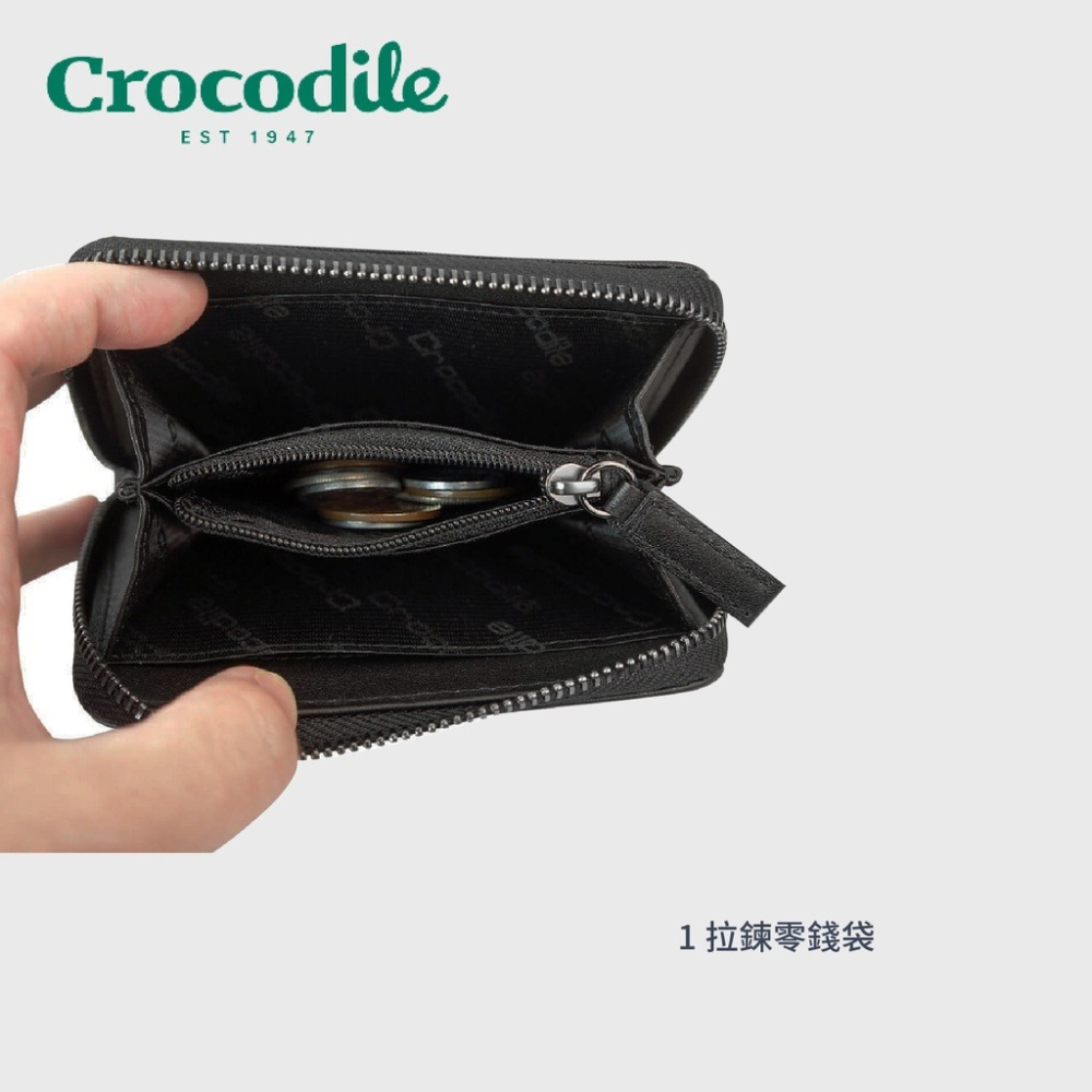 【Crocodile鱷魚】Wien系列 輕巧零錢包 義大利牛皮 黑色 0103-10405-01 彩色世界-細節圖4