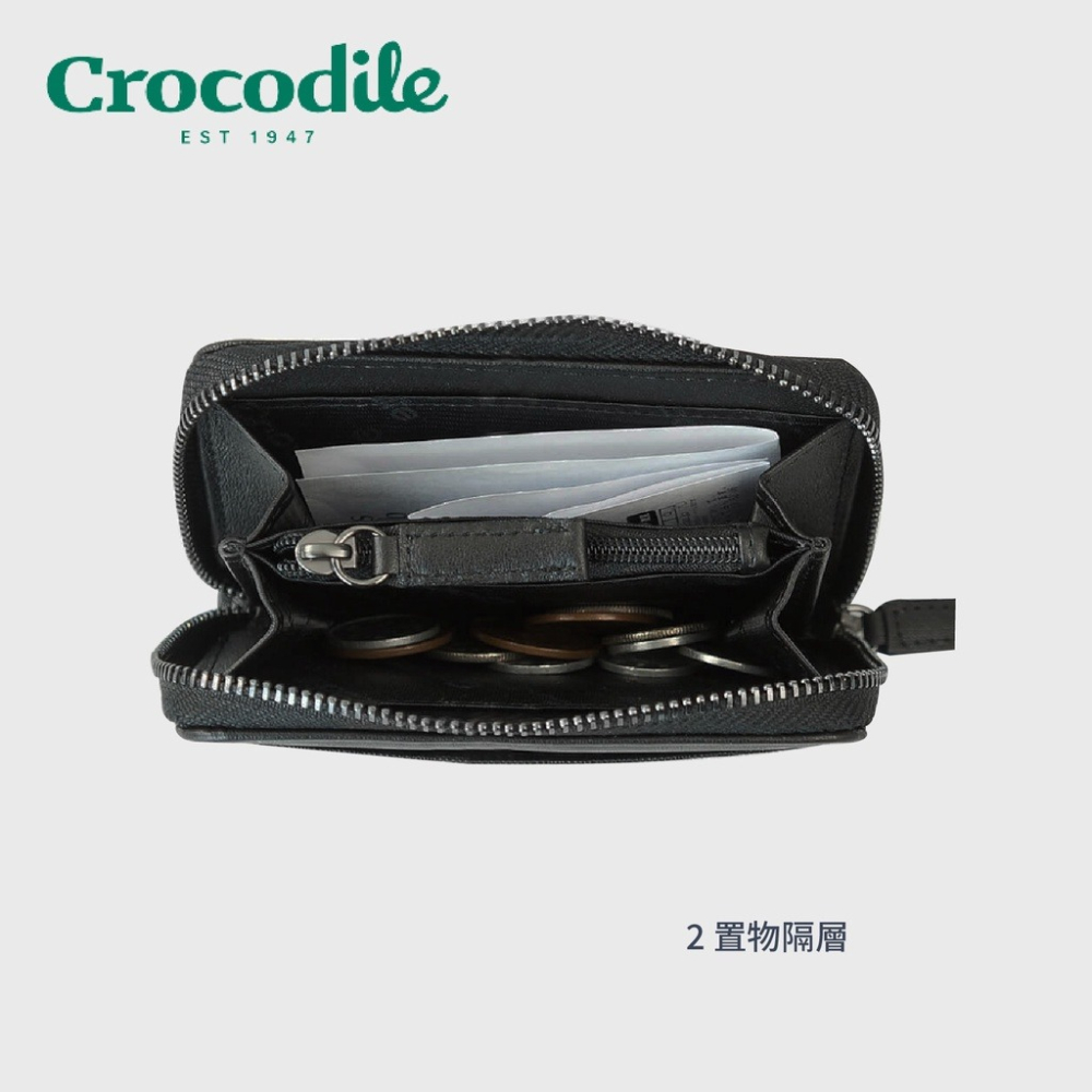 【Crocodile鱷魚】Wien系列 輕巧零錢包 義大利牛皮 黑色 0103-10405-01 彩色世界-細節圖5