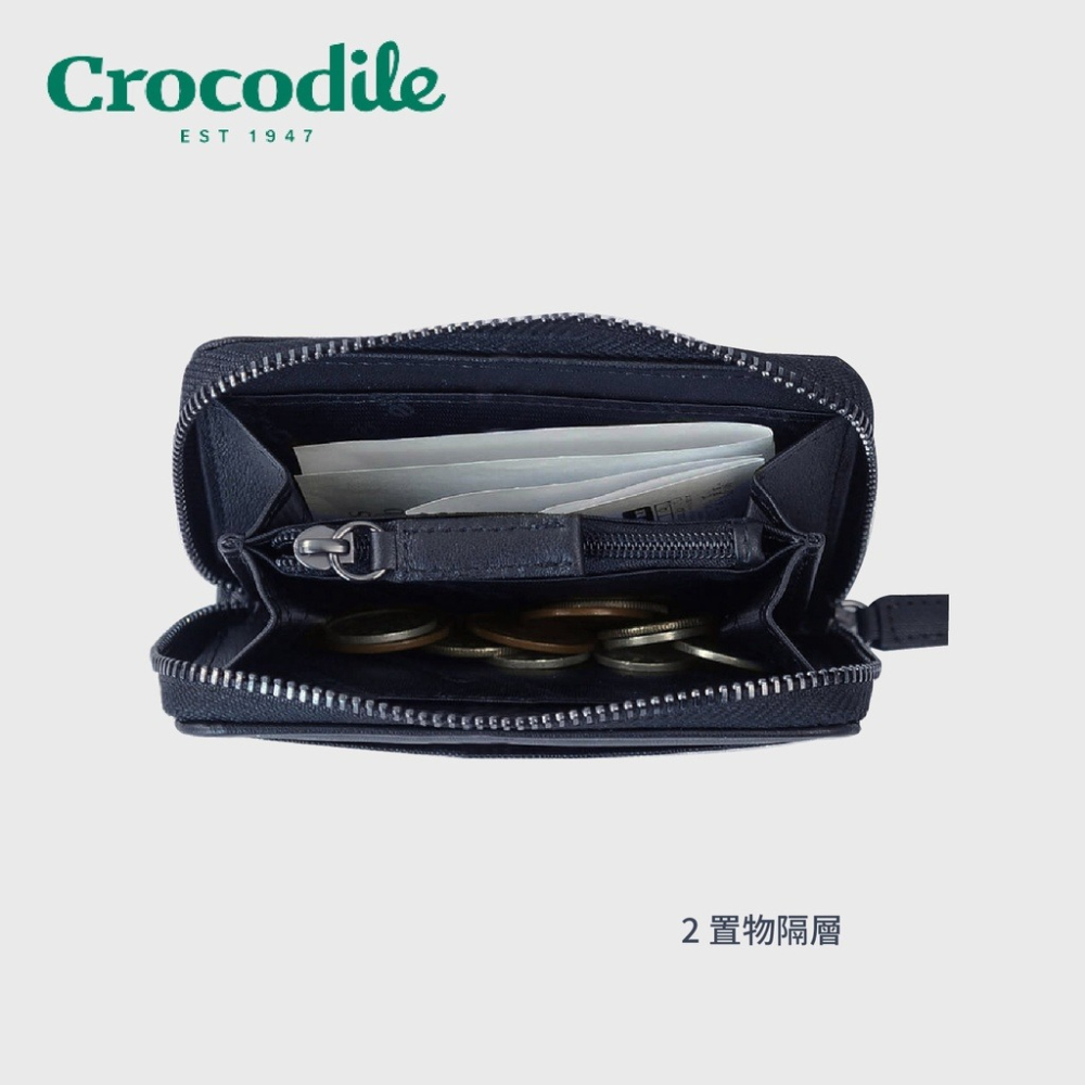 【Crocodile鱷魚】Wien系列 輕巧零錢包 義大利牛皮 藍色 0103-10405-09 彩色世界-細節圖5