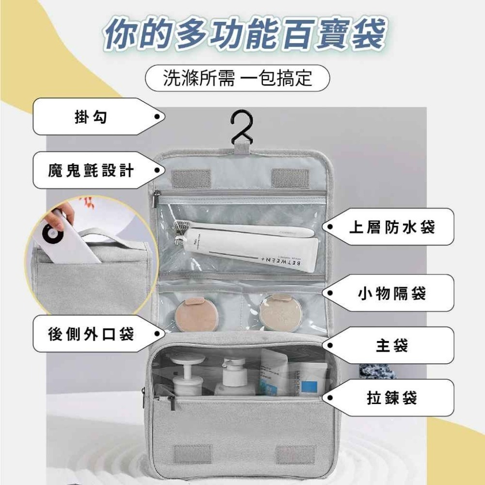 『加厚布料大容量』 掛勾多功能盥洗包 防潑水耐刮材質 622-細節圖4