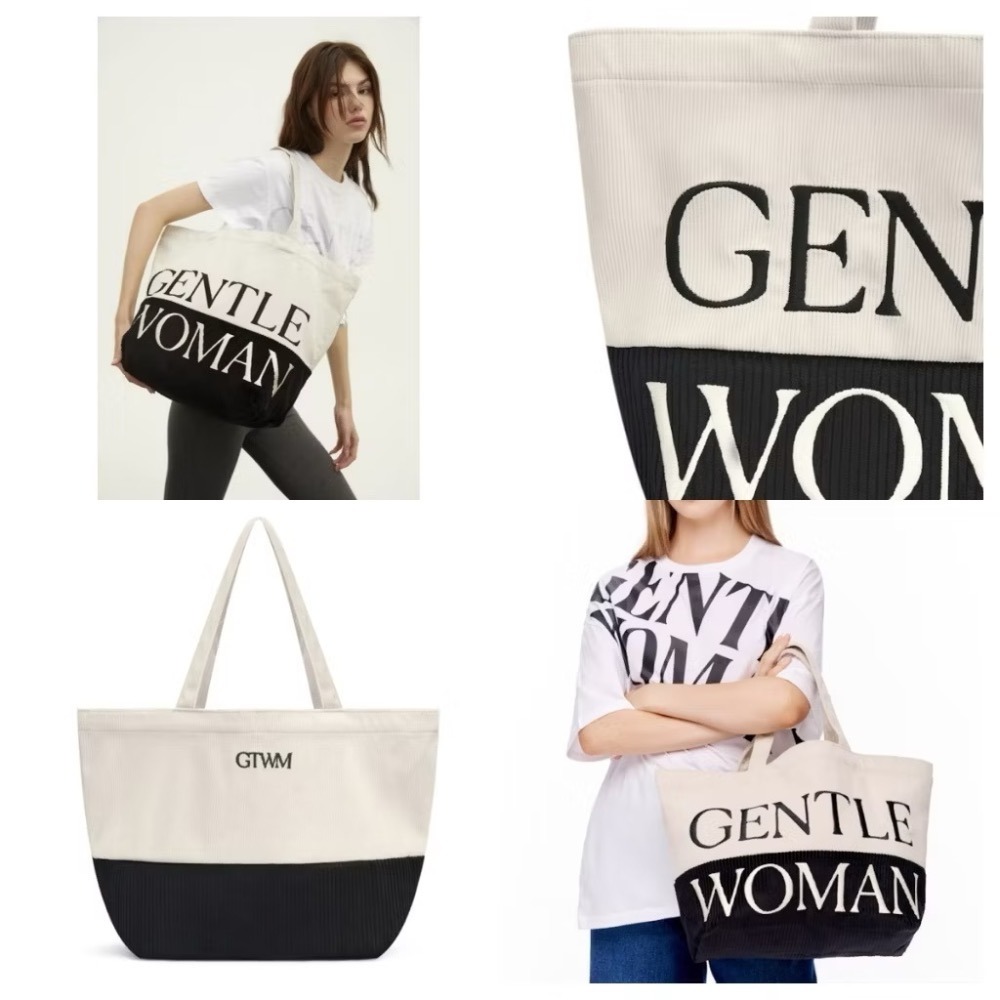 ﹝Gentlewoman×泰搶手﹞ 🇹🇭 燈芯絨 撞色托特包 媽媽包(材質較軟)-細節圖6