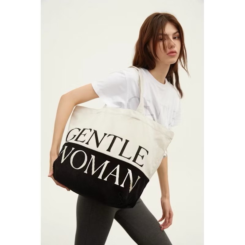 ﹝Gentlewoman×泰搶手﹞ 🇹🇭 燈芯絨 撞色托特包 媽媽包(材質較軟)-規格圖11