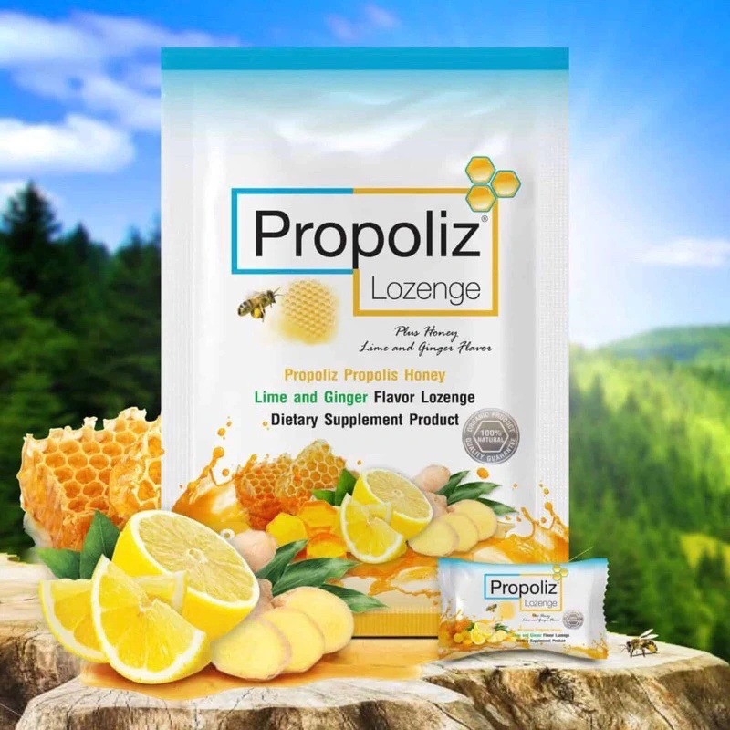 【Propoliz x泰國喉糖🤤】泰國🇹🇭Propoliz 天然蜂膠青檸喉糖 維C蜂膠喉糖-細節圖2