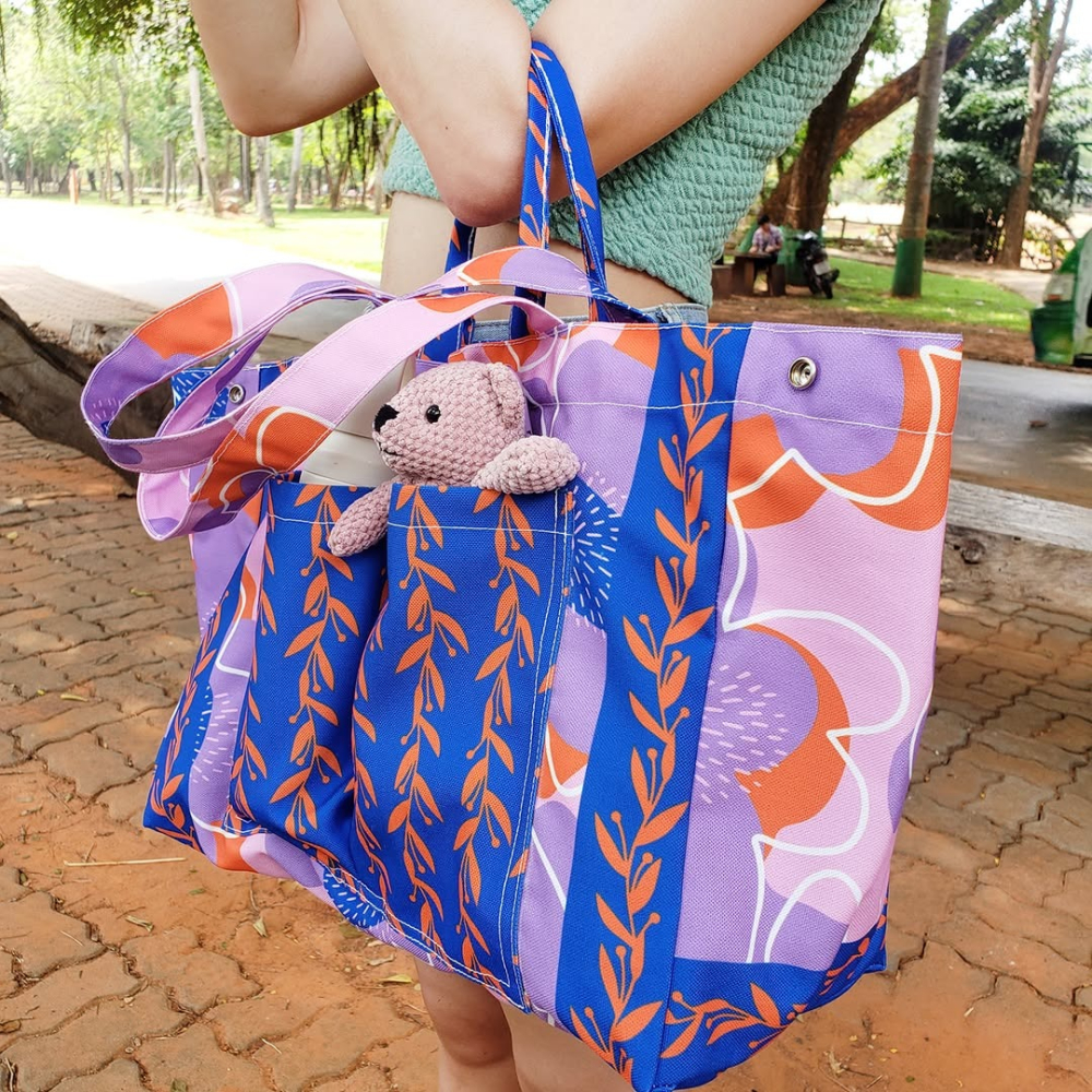 【ZAPPGIRL ×泰搶手】🇹🇭 泰國直送｜ZAPPGIRL 帆布包 雙口袋設計 可放水壺飲料杯 媽媽包 手提肩-細節圖10