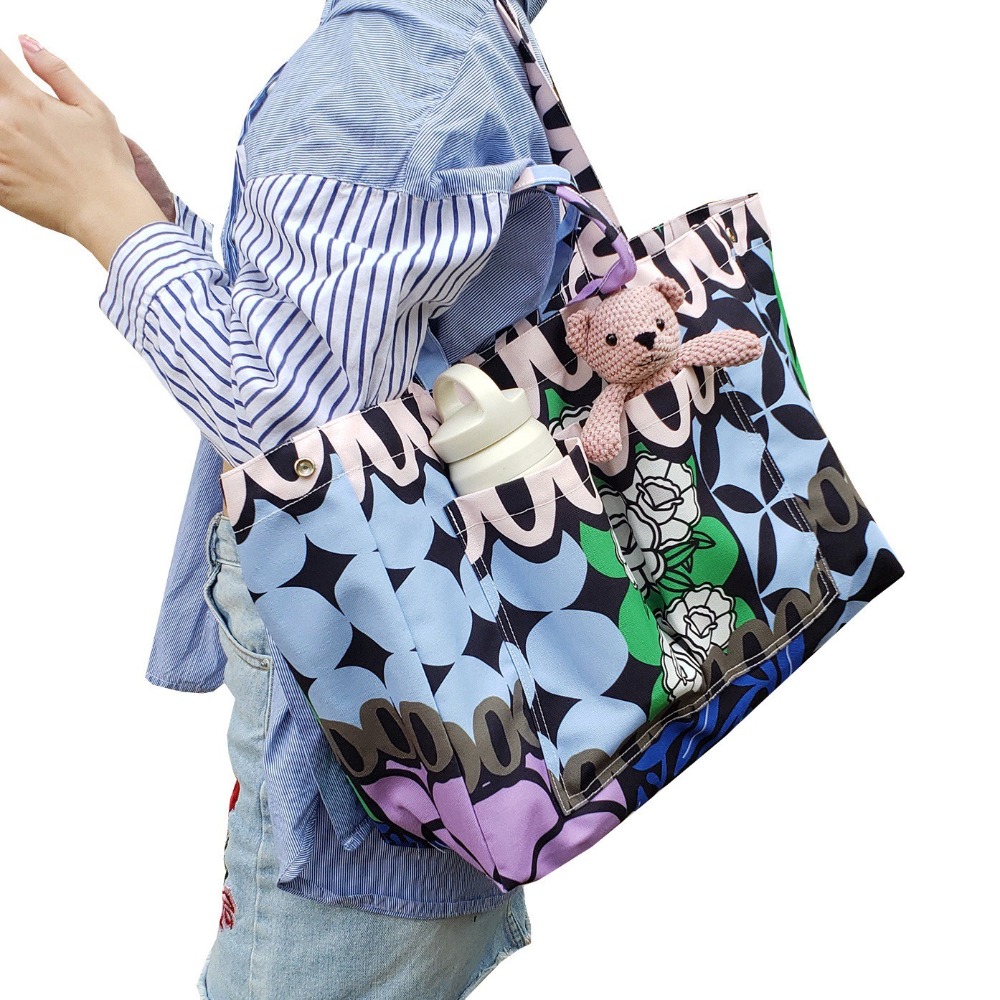 【ZAPPGIRL ×泰搶手】🇹🇭 泰國直送｜ZAPPGIRL 帆布包 雙口袋設計 可放水壺飲料杯 媽媽包 手提肩-規格圖11