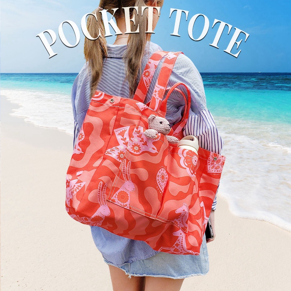 【ZAPPGIRL ×泰搶手】🇹🇭 泰國直送｜ZAPPGIRL 帆布包 雙口袋設計 可放水壺飲料杯 媽媽包 手提肩-規格圖11