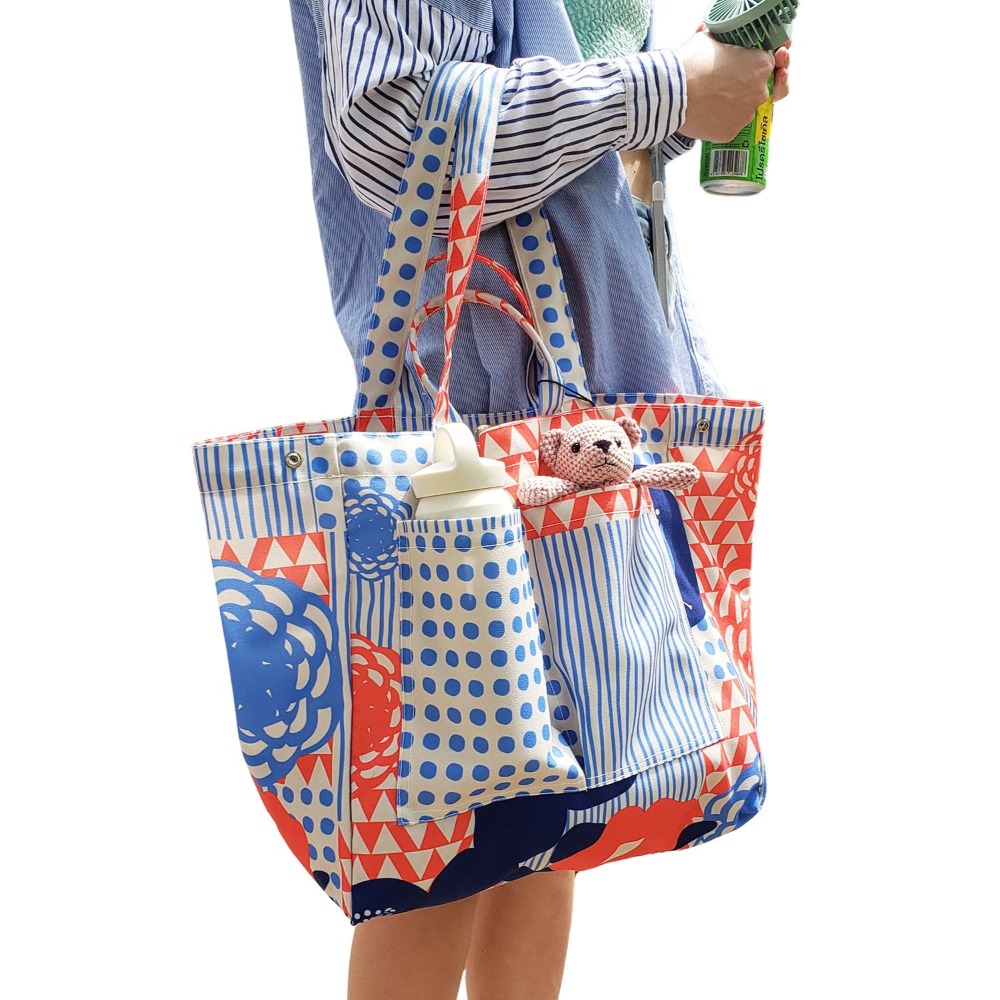 【ZAPPGIRL ×泰搶手】🇹🇭 泰國直送｜ZAPPGIRL 帆布包 雙口袋設計 可放水壺飲料杯 媽媽包 手提肩-規格圖11