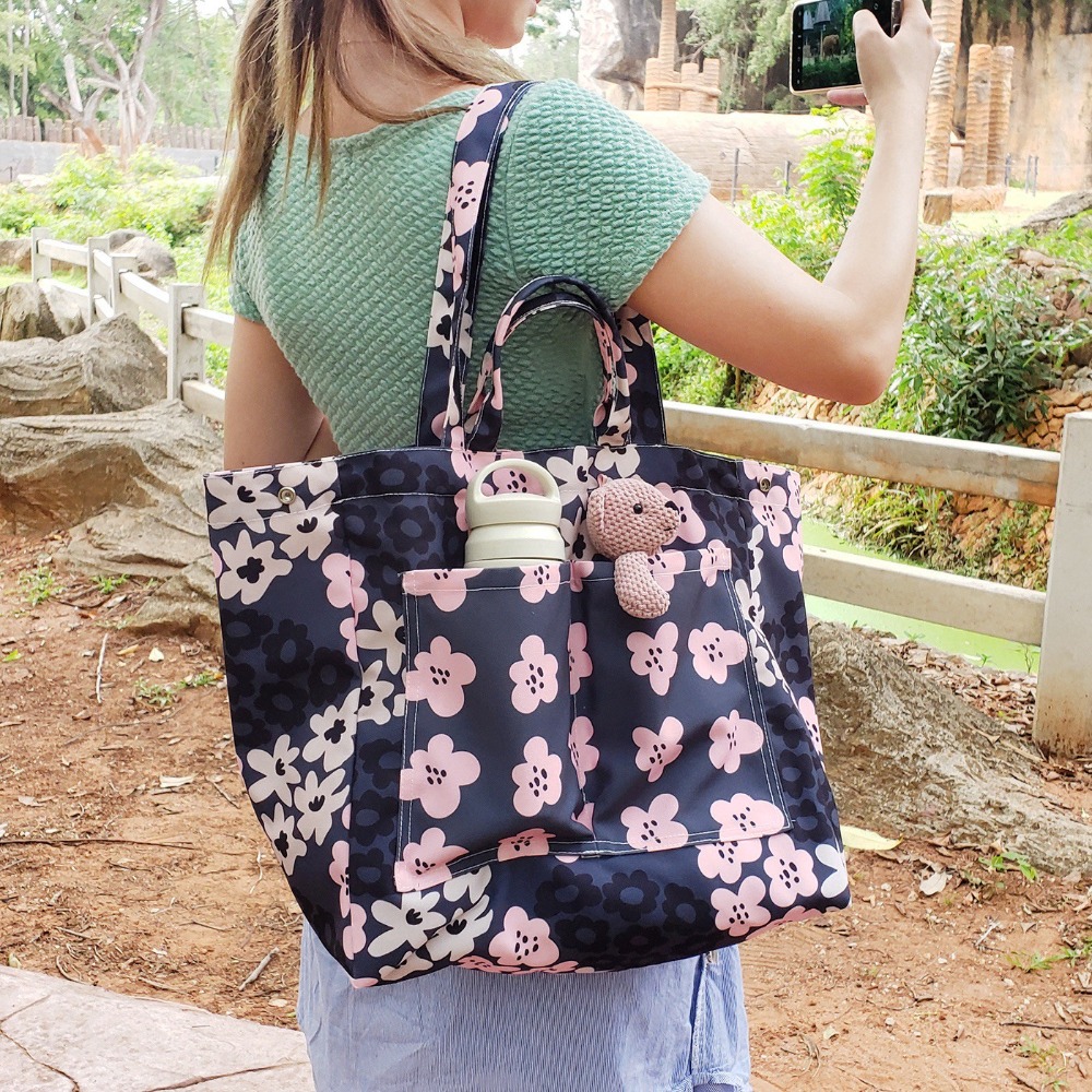 【ZAPPGIRL ×泰搶手】🇹🇭 泰國直送｜ZAPPGIRL 帆布包 雙口袋設計 可放水壺飲料杯 媽媽包 手提肩-規格圖11