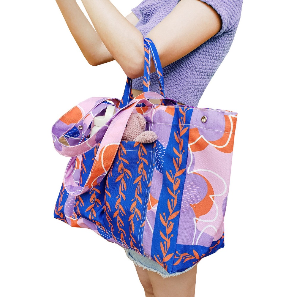 【ZAPPGIRL ×泰搶手】🇹🇭 泰國直送｜ZAPPGIRL 帆布包 雙口袋設計 可放水壺飲料杯 媽媽包 手提肩-規格圖11