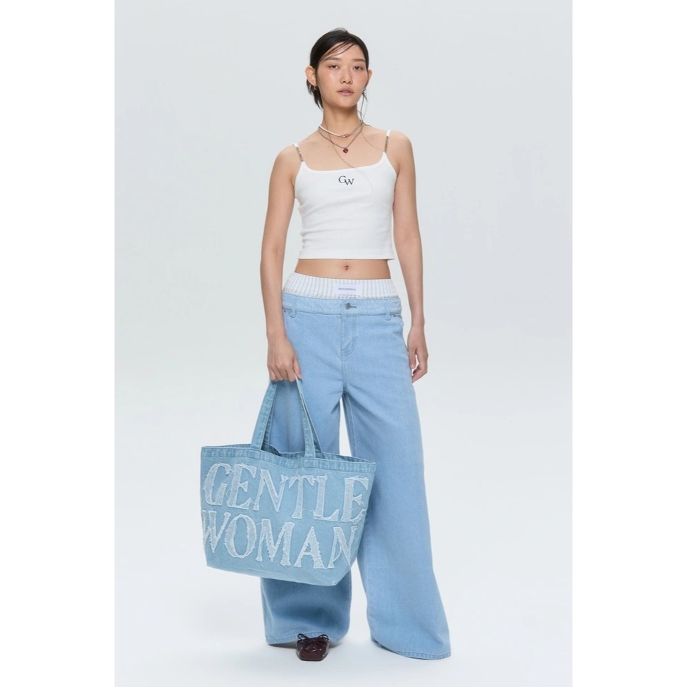 全系列 GW代購 Gentlewoman帆布包 泡芙包 水餃包 生日禮物 牛仔包 丹寧包 淺藍色-細節圖2